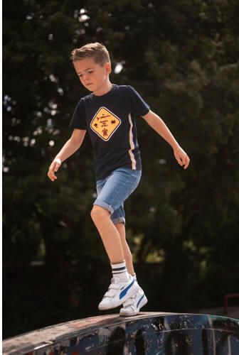 TYGO & vito T-shirt Wessel met printopdruk donkerblauw oranje Jongens Katoen Ronde hals 110 116
