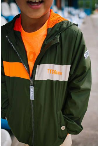 TYGO & vito zomerjas Jayro donkergroen oranje wit Jongens Polyester Capuchon 110 116