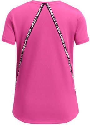 Under Armour sportshirt KnockOut roze wit Sport t-shirt Polyester Ronde hals 176