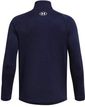 Under Armour sportshirt Tech donkerblauw wit Sport t-shirt Jongens Polyester Opstaande kraag 176