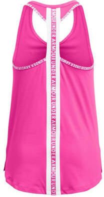 Under Armour sporttop KnockOut Tank roze wit Sport t-shirt Polyester Ronde hals 164