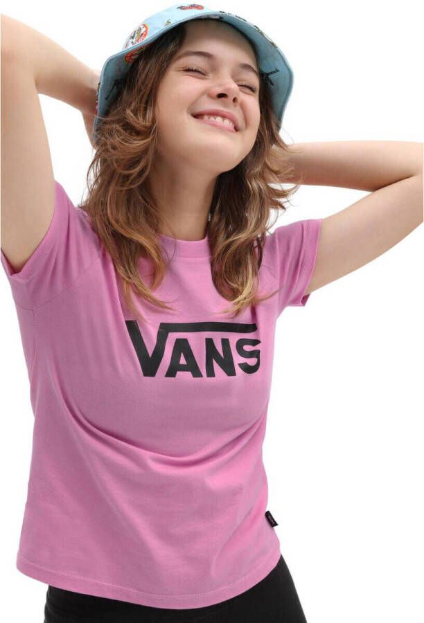 Vans T-shirt roze Katoen Ronde hals Logo 140 (S)
