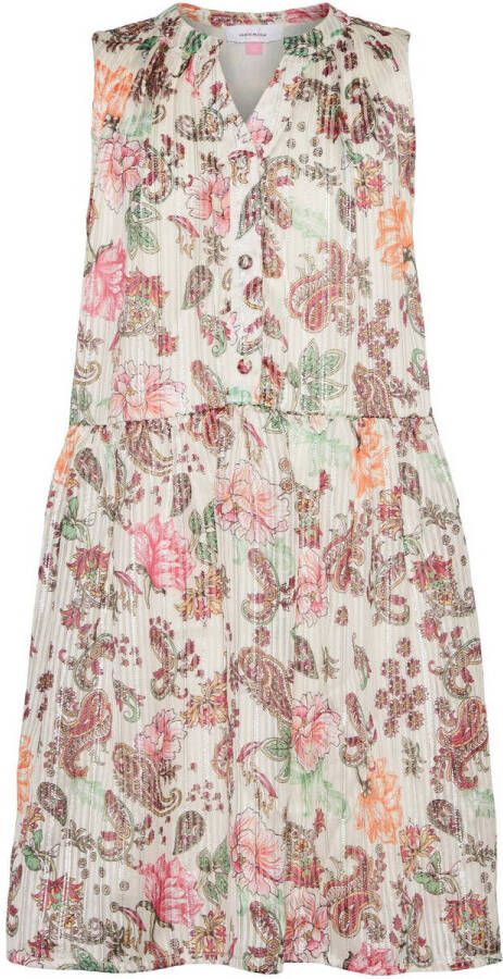 VERO MODA GIRL A-lijn jurk VMNALA met all over print beige roze bruin Meisjes Polyester Ronde hals 128
