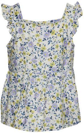 VERO MODA GIRL gebloemde top VMIRIS LEA wit lila geel Meisjes Viscose Vierkante hals 116