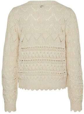 VERO MODA GIRL gebreide trui ecru Meisjes Katoen Ronde hals Effen 122 128