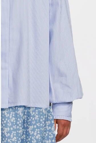 VERO MODA GIRL gestreepte blouse VMPINNY lichtblauw wit Meisjes Katoen Klassieke kraag 116 - Foto 2