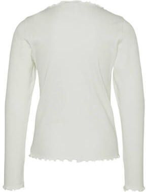 VERO MODA GIRL longsleeve VMLAVENDER KELLY met hartjes en borduursels offwhite Wit Meisjes Stretchkatoen Ronde hals 122 128