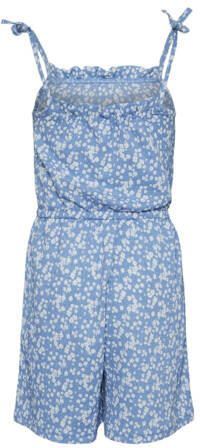 VERO MODA GIRL playsuit VMHAYA met all over print blauw wit Meisjes Polyester Vierkante hals 116