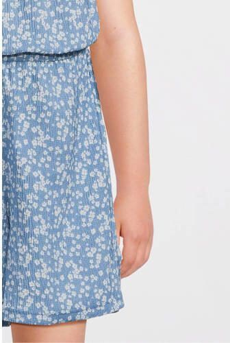 VERO MODA GIRL playsuit VMHAYA met all over print blauw wit Meisjes Polyester Vierkante hals 116 - Foto 3