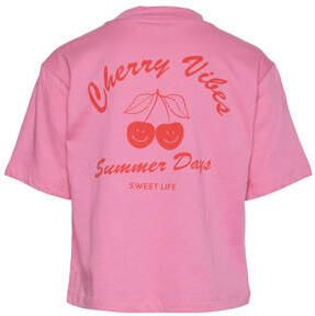 VERO MODA GIRL T-shirt VMCHERRY met backprint felroze Meisjes Katoen Ronde hals 122 128