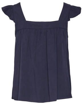 VERO MODA GIRL top VMRUSK donkerblauw Blouse Meisjes Viscose Vierkante hals 146