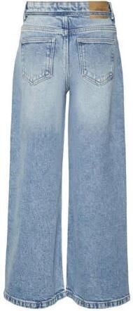 VERO MODA GIRL wide leg jeans VMFLORA MR light blue denim Blauw Effen 140
