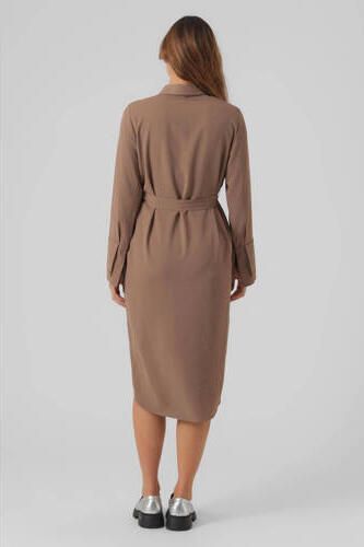 VERO MODA MATERNITY blousejurk VMMPIXI met ceintuur lichtbruin Dames Polyester Klassieke kraag XL - Foto 4