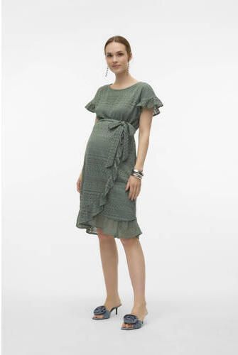 VERO MODA MATERNITY crochet zwangerschapsjurk VMMHONEY groen Dames Katoen Ronde hals XXL