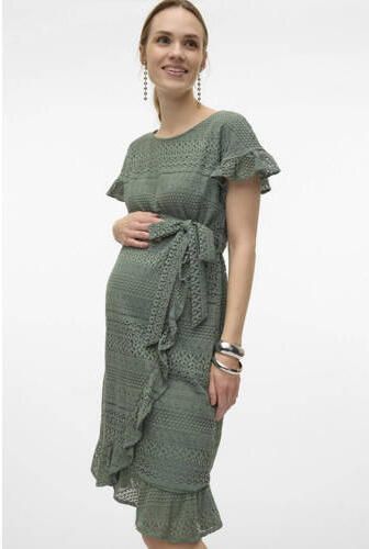 VERO MODA MATERNITY crochet zwangerschapsjurk VMMHONEY groen Dames Katoen Ronde hals XXL - Foto 2