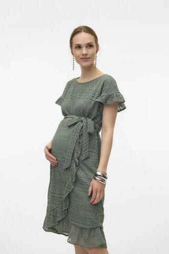 VERO MODA MATERNITY crochet zwangerschapsjurk VMMHONEY groen Dames Katoen Ronde hals XXL - Foto 3