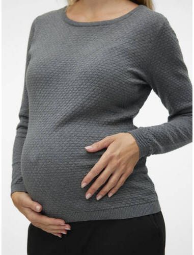 VERO MODA MATERNITY gebreide trui grijs Dames Katoen Ronde hals Effen XXL