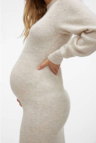 VERO MODA MATERNITY gebreide zwangerschapsjurk VMMVILLA ecru Dames Gerecycled polyester (duurzaam) Opstaande kraag S - Foto 4