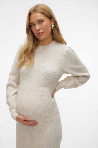 VERO MODA MATERNITY gebreide zwangerschapsjurk VMMVILLA ecru Dames Gerecycled polyester (duurzaam) Opstaande kraag S - Foto 5