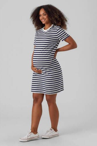 VERO MODA MATERNITY gestreepte zwangerschapsjurk VMMMOLLY donkerblauw wit Dames Katoen Ronde hals XL - Foto 3