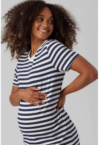 VERO MODA MATERNITY gestreepte zwangerschapsjurk VMMMOLLY donkerblauw wit Dames Katoen Ronde hals XL - Foto 2