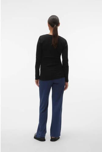 VERO MODA MATERNITY ribgebreide zwangerschaps- en voedingstop VMMLAVENDER zwart Dames Stretchkatoen V-hals XL - Foto 5
