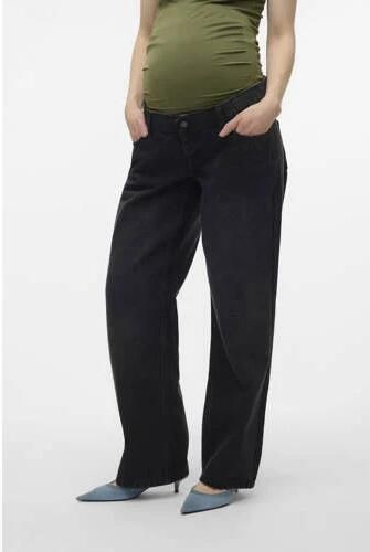 VERO MODA MATERNITY zwangerschaps wide leg jeans VMMTESS black denim Effen XXL