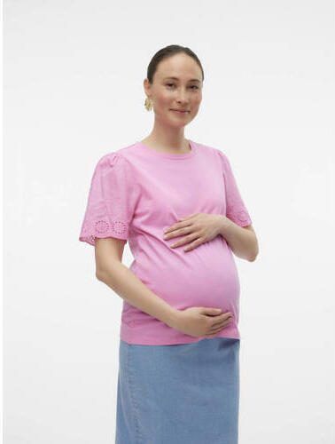 VERO MODA MATERNITY zwangerschapsblouse VMMEMILY roze Dames Katoen Ronde hals XXL - Foto 3