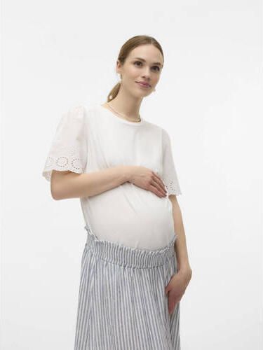 VERO MODA MATERNITY zwangerschapsblouse VMMEMILY wit Dames Katoen Ronde hals XXL