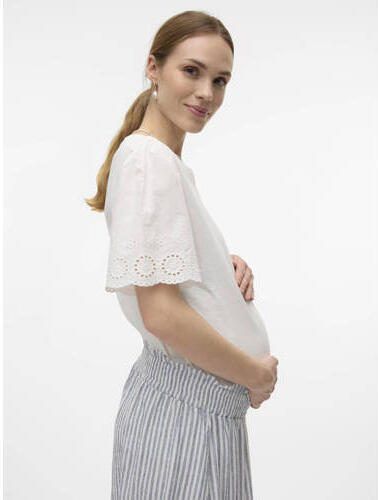 VERO MODA MATERNITY zwangerschapsblouse VMMEMILY wit Dames Katoen Ronde hals XXL - Foto 3