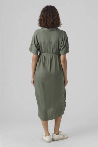 VERO MODA MATERNITY zwangerschapsjurk VMMBUMPY groen Dames Viscose Klassieke kraag XXL