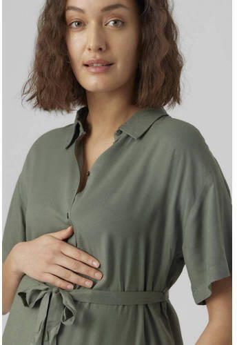 VERO MODA MATERNITY zwangerschapsjurk VMMBUMPY groen Dames Viscose Klassieke kraag XXL - Foto 2
