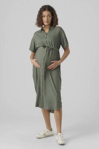 VERO MODA MATERNITY zwangerschapsjurk VMMBUMPY groen Dames Viscose Klassieke kraag XXL - Foto 3