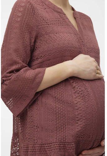 VERO MODA MATERNITY zwangerschapsjurk VMMHONEY oudroze Dames Katoen Ronde hals XXL - Foto 2