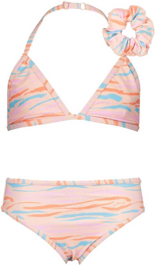VINGINO triangel bikini Zamira met scrunchie oranje roze blauw Meisjes Polyamide 104