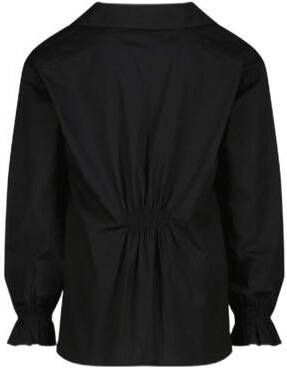 VINGINO blouse Lolely met ruches zwart Meisjes Katoen Button down Effen 104