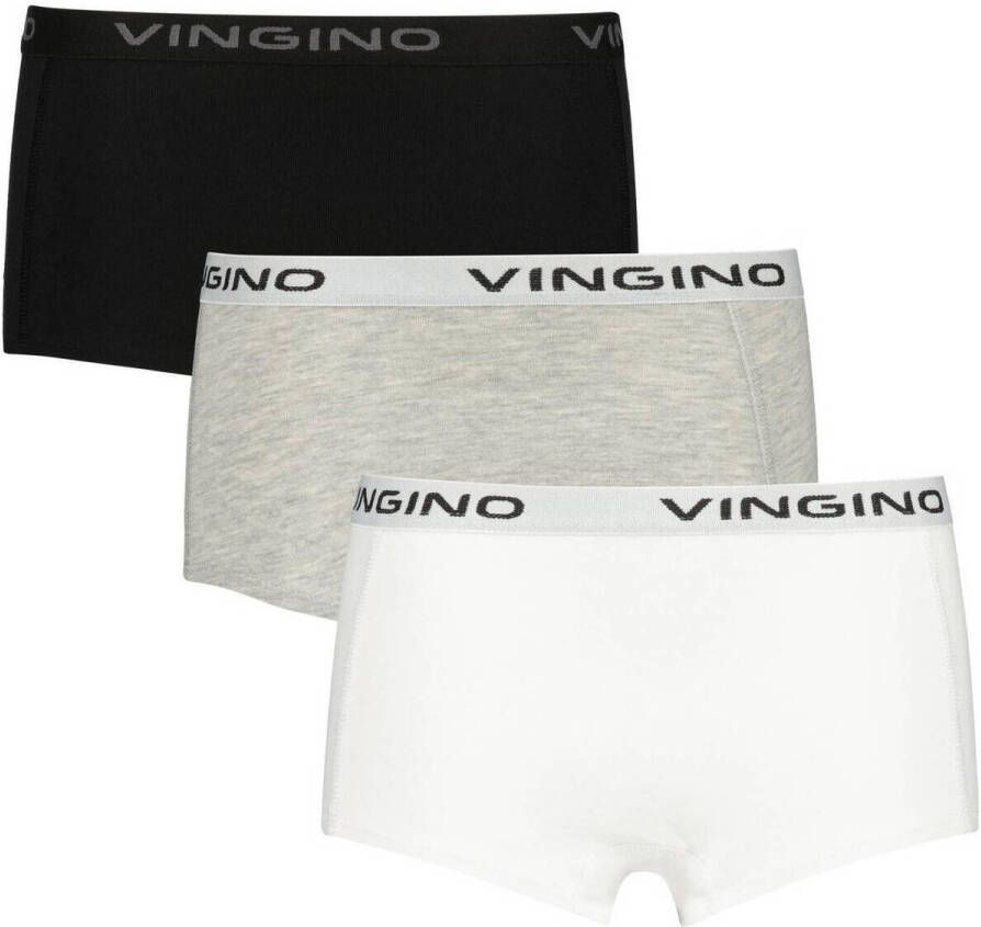 VINGINO shorts- set van 3 grijs melange zwart wit Slip Meisjes Stretchkatoen 122 128