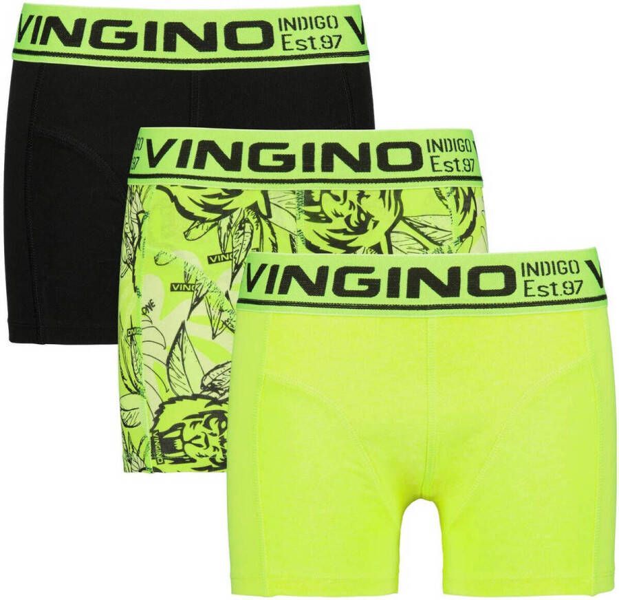 Vingino boxershort set van 3 limegroen zwart