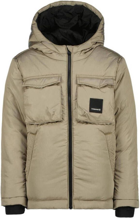 VINGINO gewatteerde winterjas Tarom licht khaki Beige Jongens Nylon Capuchon 128