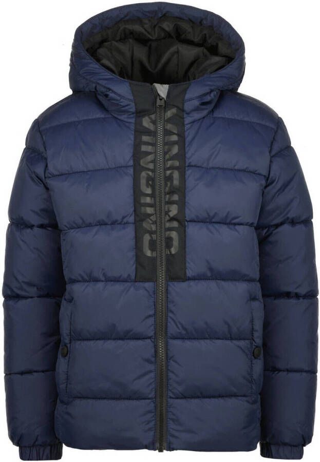 VINGINO gewatteerde winterjas Tarsol met logo donkerblauw Jongens Nylon Capuchon 104