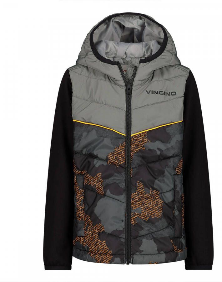 VINGINO zomerjas met camouflageprint zwart Jongens Polyester Capuchon Camouflage 116
