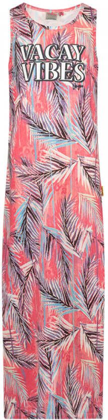 VINGINO maxi-jurk met all over print roze Meisjes Stretchkatoen Ronde hals 104