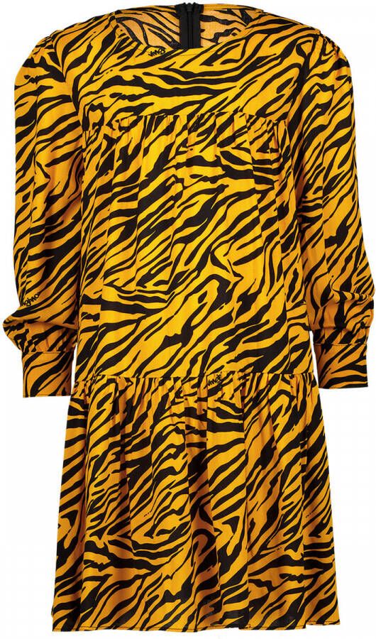 VINGINO jurk met zebraprint geel Meisjes Viscose Ronde hals Zebraprint 176