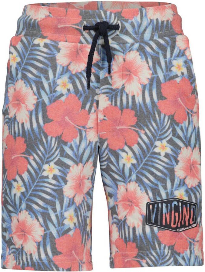 VINGINO regular fit sweatshort Remo met all over print blauw roze All over print 164