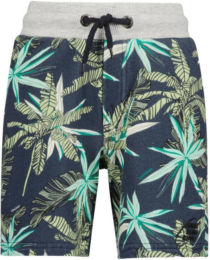 VINGINO sweatshort REALO met bladprint groen donkerblauw Blad 140