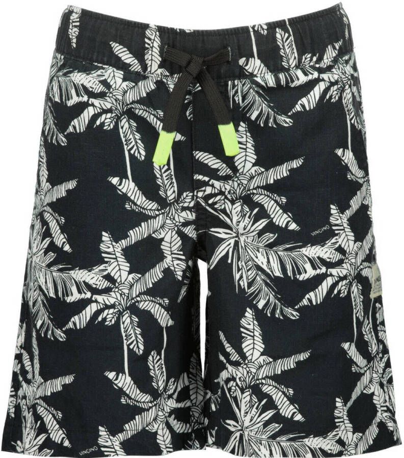 VINGINO gebloemde regular fit short Raygo zwart Korte broek Jongens Polyester 116