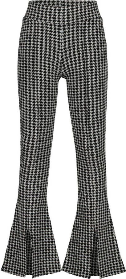 VINGINO flared broek Sarita met pied-de-poule zwart wit Meisjes Stretchkatoen 116