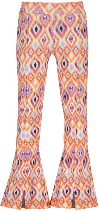 VINGINO flared broek SAMIRA met all over print oranje lila wit Meisjes Stretchkatoen 164