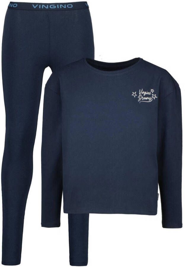 VINGINO pyjama WANNAH donkerblauw Meisjes Stretchkatoen Ronde hals Printopdruk 110 116
