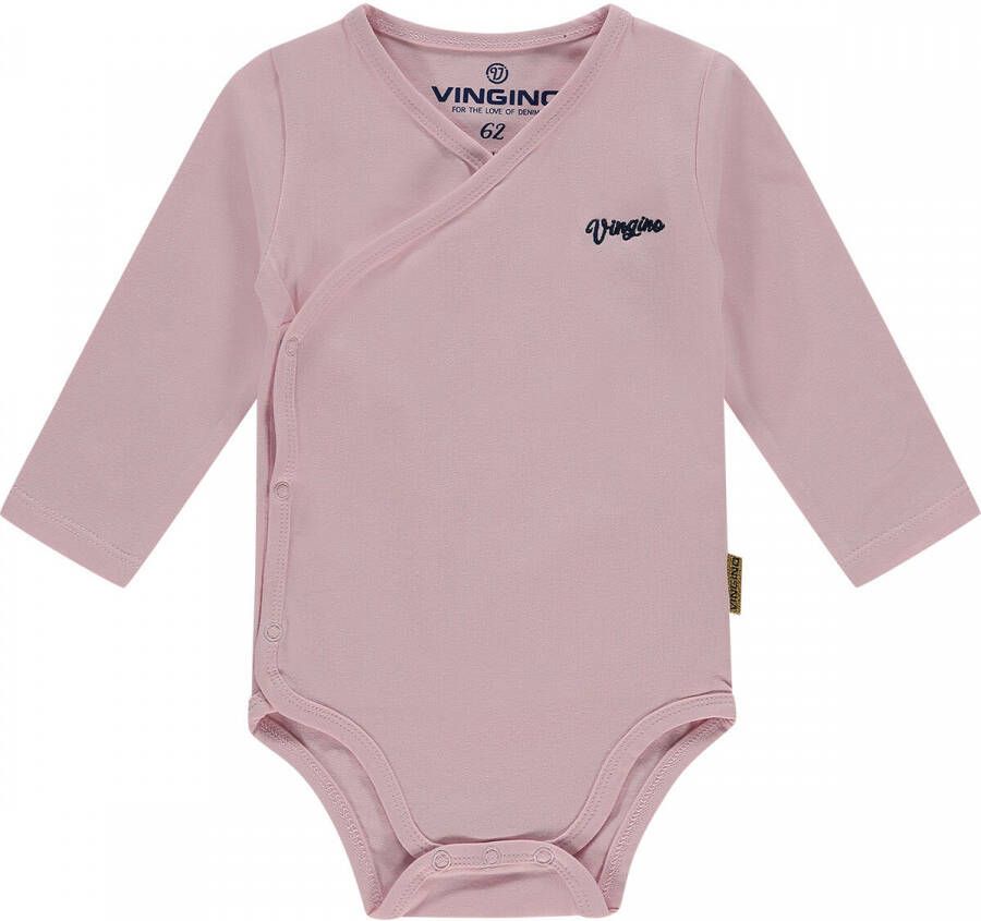 VINGINO newborn baby overslag romper Pia roze Meisjes Stretchkatoen V-hals 68